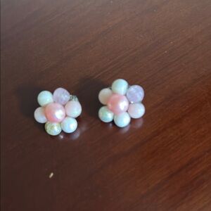 Colorful Beaded Flower Earrings